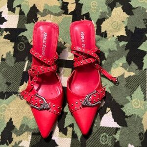 Public Desire Red Studded Heels